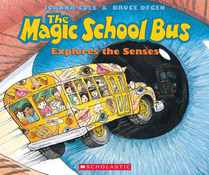 Magic School Bus Cover, with titular bus filled with children, driving towards a gigantic eyeball